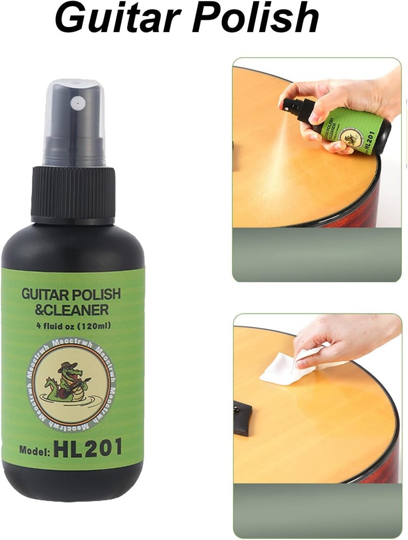 Meoctrwh Guitar Cleaning Kit, Fretboard Lemon Oil, Polish and Oil Care, Guitar String Cleaner Tool Brush String, Fret Care, Cleaning Brush & Cleaning Cloth, Extends Fretboard and String Life - Image 2